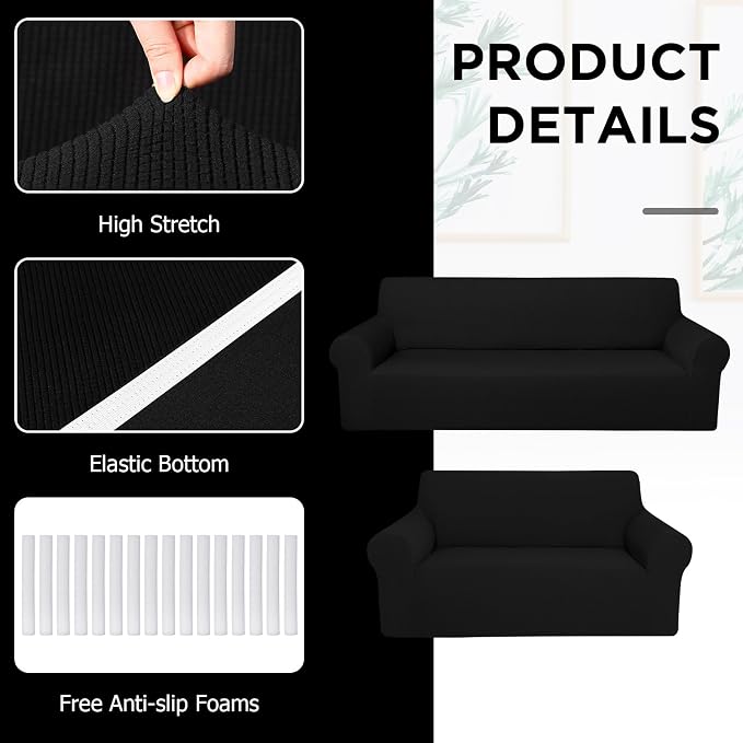 Peryiter 2 Pcs Sofa Covers Couch and Loveseat Covers Set Stretch Sofa Slipcover - Image 4