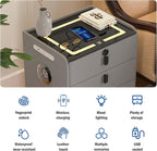 Smart Nightstand with Fingerprint Lock Drawer, Nightstand with Wireless Charging - Image 9