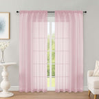 Blush Sheer Curtains 72 Inches Long 2 Panels Set, Transparent Voile Sheer by OWENIE