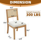 Westice Rattan Dining Chairs Set of 4, Farmhouse Natural Dining Room Chairs - Image 3