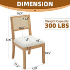 Westice Rattan Dining Chairs Set of 2, Farmhouse Natural Dining Room Chairs - Image 3