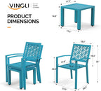 VINGLI 3-Piece Outdoor Bistro Set, Stackable Modern Metal Steel Table and Chairs - Image 5