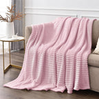 BEDELITE 3D Ribbed Cherry Blossom Fleece Twin Blanket - Image 4