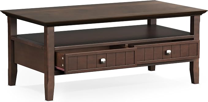 SIMPLIHOME Acadian Solid Wood Transitional-Style 48-inch Wide Coffee Table - Image 2
