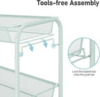 TOOLF 3-Tier Metal Rolling Cart, Mesh Wire Easy Assemble Utility Cart, Storage - Image 4