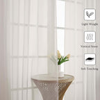 Ivory Sheer Curtains 108 Inches Long 2 Panels, Solid Airy Voile Extra Wide - Image 3