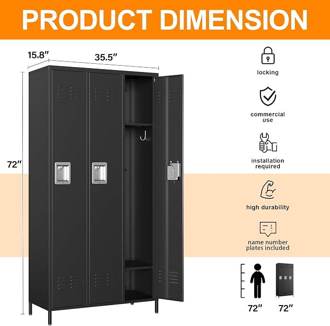 Metal Locker Storage Locker, Assemble Required - Image 3