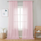 Blush Pink Sheer Curtains 120 Inches Long 2 Panels by OVZME
