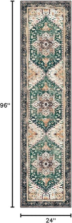 Yamaziot Washable Runner Rug, 2x8 Non-Slip Boho Vintage Hallway Kitchen Rug | - Image 2