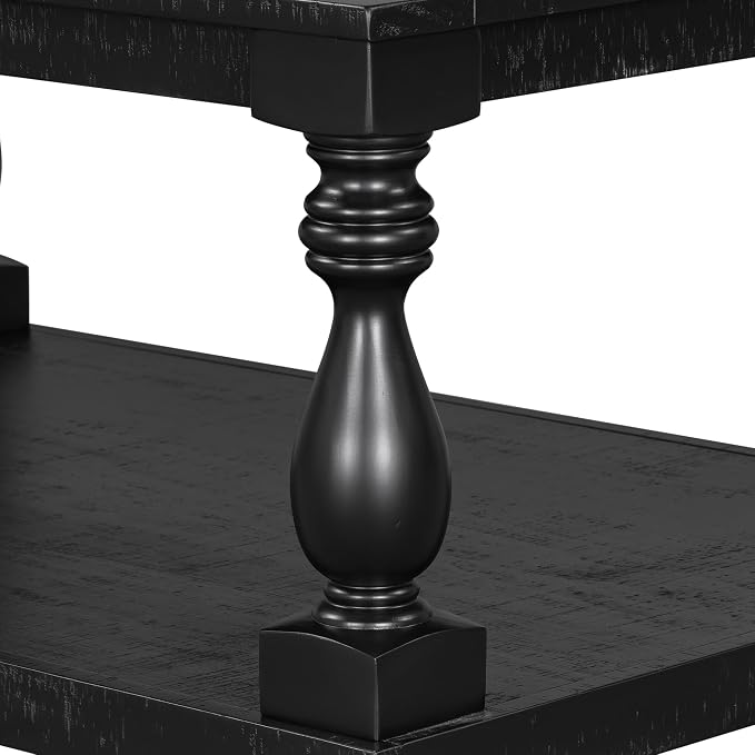 Merax Vintage Coffee Table Featuring Artistic Vase Column Legs and Luxurious - Image 4