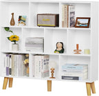 YAHARBO 10 Cube White Bookshelf, 3 Tier Book Shelf by YAHARBO