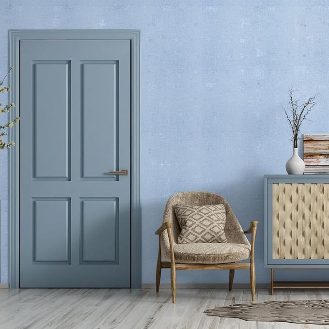 Blue Grasscloth Wallpaper Peel and Stick Vintage Grasscloth Contact Paper - Image 3