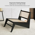 homary Japandi Rattan and Wood Lounge Chairs Mid Century Modern Armless Accent - Image 4