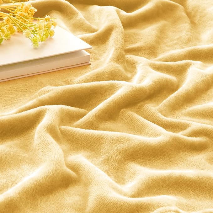 BEDELITE Fleece Blanket Soft Plush Twin Size Blanket Cream Yellow 60"x80" | - Image 4