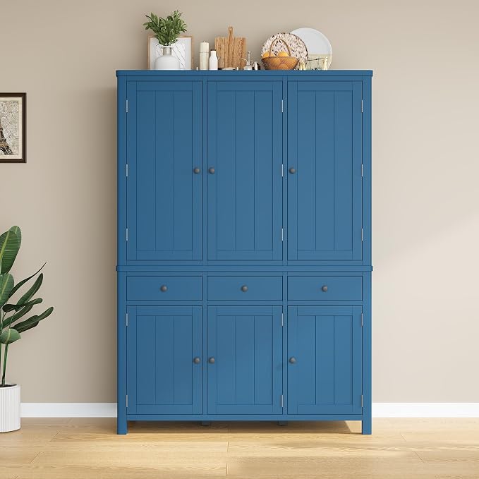 74.8''H High Freestanding Kitchen Pantry, Wooden Kitchen Organizers Cupboard - Image 4