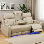 Power Recliner Sofa Couch with LED, Breathing Leather Reclining Couch, Living by LYfurniture