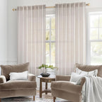 MIULEE White Linen Curtains 42x63 Inch 2 Panels - Image 2