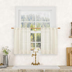 Short Kitchen Linen Curtains 24 Inch Length by LAMIT