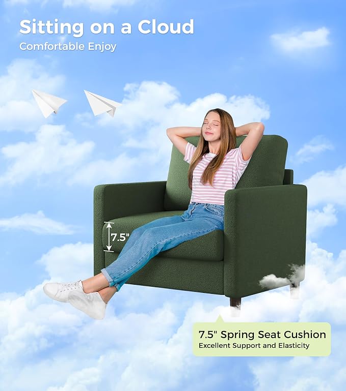 Welzona Sofa Reading Chair, Tool-Free Setup Living Room Accent Chairs, Comfy - Image 5