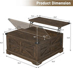 Hlivelood 36" Farmhouse Movable Lift Top Coffee Table - Image 2