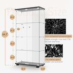 Display Cabinet with Glass Door and Lock, 4-Shelf Fast Installation in 30 Mins - Image 2