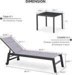 PURPLE LEAF Outdoor Chaise Lounge Set of 2 Aluminum Patio Lounge Chair - Image 2