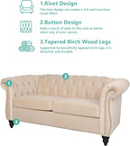 Chesterfield Loveseat Sofa, Modern Velvet Small Sofa Couch 2 Seater - Image 5
