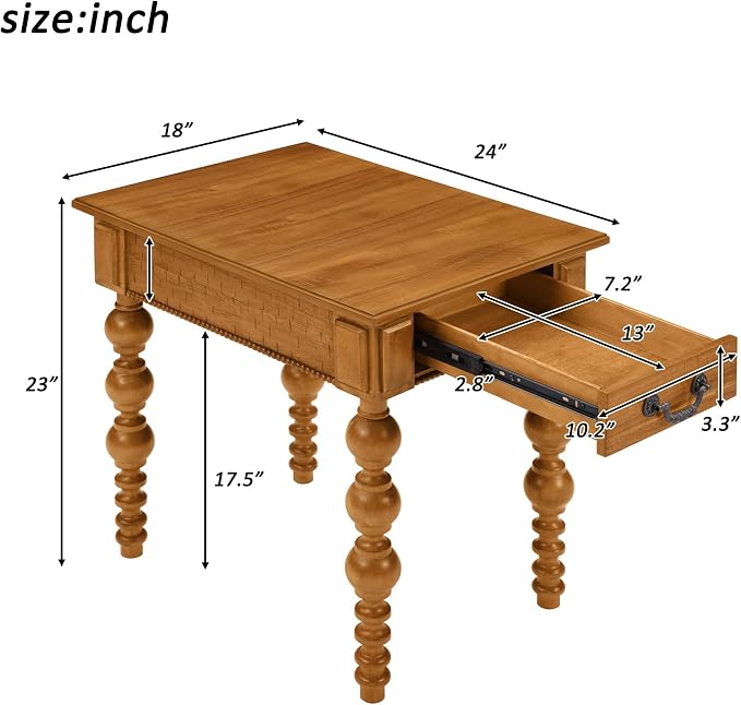 Retro Wooden Side End Table Vintage Nightstand Bedside Table - Image 2