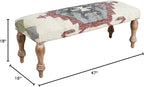 LR Home Off-White/Multicolor Handmade Upholstered Bench - Image 2