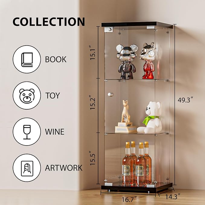FANYUSHOW 3-Shelf Glass Display Cabinet - Image 2