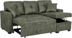 L Shaped Sectional Couch with Storage and Pull Out Bed, 3 Seater Sleeper Sofas by LITVZ