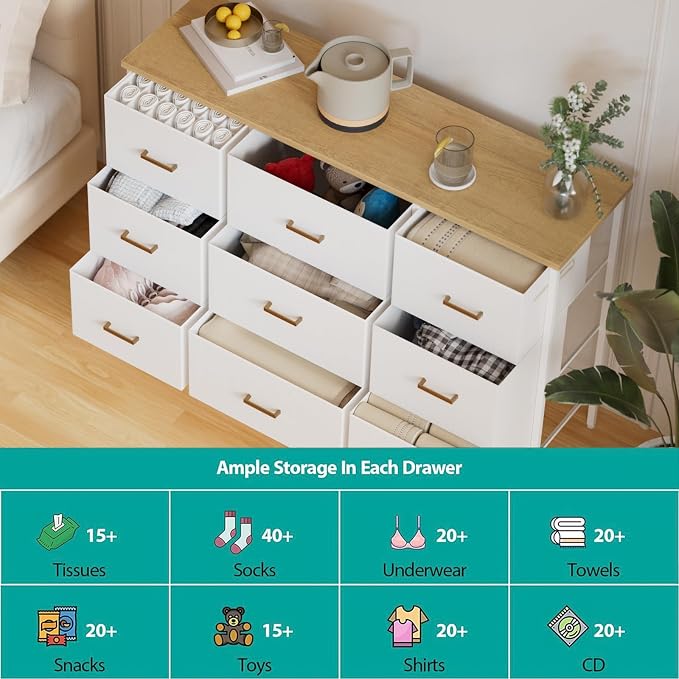 VASICAR Wide TV Stand Modern TV Console, 9 Drawers Dresser - Image 5