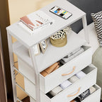 Furnulem White Dresser with 5 Drawers, Vertical Storage Tower Fabric Dresser - Image 4