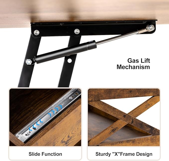 Lift Top Coffee Table with Storage, Small Coffee Table with Hidden Compartment - Image 6