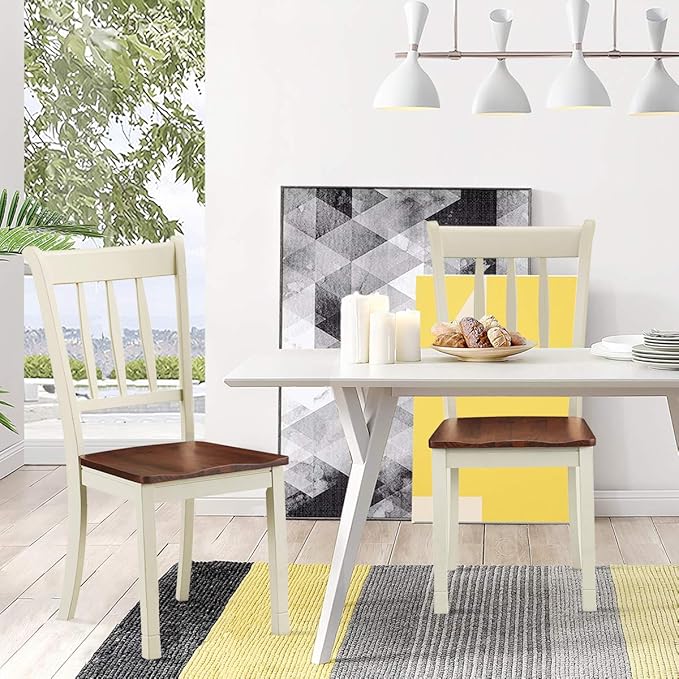 Giantex Wood Dining Chairs Set of 4, Armless Kitchen Chairs w/Solid Rubber Wood - Image 2