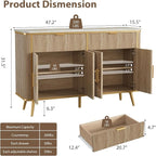 47.2" Buffet Storage Cabinet, Modern Fluted Coffee Bar Station - Image 2