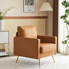 VINGLI PU Leather Accent Chair Brown Mid Century Modern Upholstered Sofa Chairs - Image 7