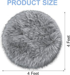 Grey Round Rugs for Bedroom, 4x4 Ft Fluffy Circle Area Rug for Kids Room - Image 2