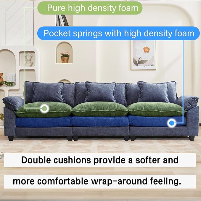 Oprisen 120" Modular Sectional Sofa, Comfy Cloud Couch Sectional, Chenille Sofa - Image 3