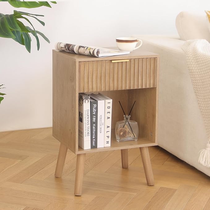 Fultyle Night Stand with Drawer, Mid Century Nightstand with Storage, Modern - Image 2