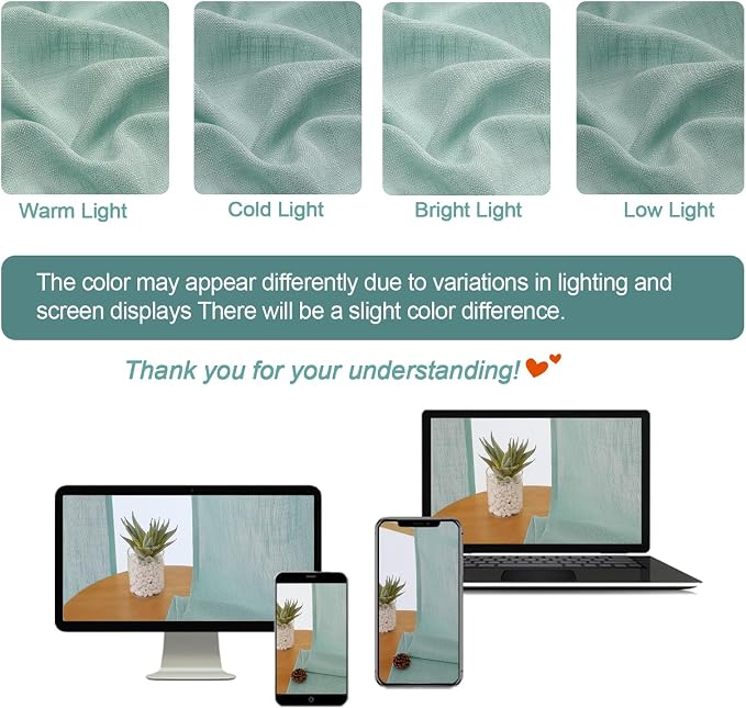 Chyhomenyc Aqua Green Semi Sheer Curtains 54 Inch Length - Image 9