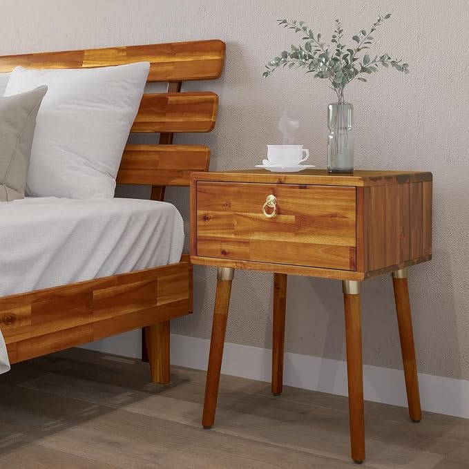 Bme Caden Solid Wood Nightstand/Side Table/End Table, Fully Assembled, by Bme