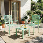 GarveeTech 3 PCS Outdoor Bistro Set, Stackable Modern Metal Steel Table and by GarveeTech