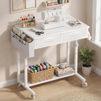 WINAZ Small Rolling Desk with Drawers & Storage - Image 5