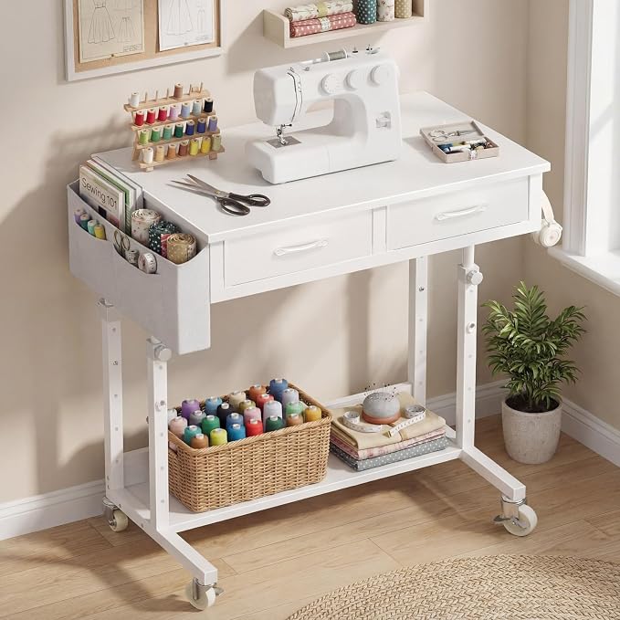 WINAZ Small Rolling Desk with Drawers & Storage - Image 5