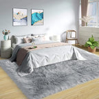 Latepis Grey Faux Fur 7'10"x9'10" Area Rug, Soft Plush Faux Fur Sheepskin Rugs by Latepis