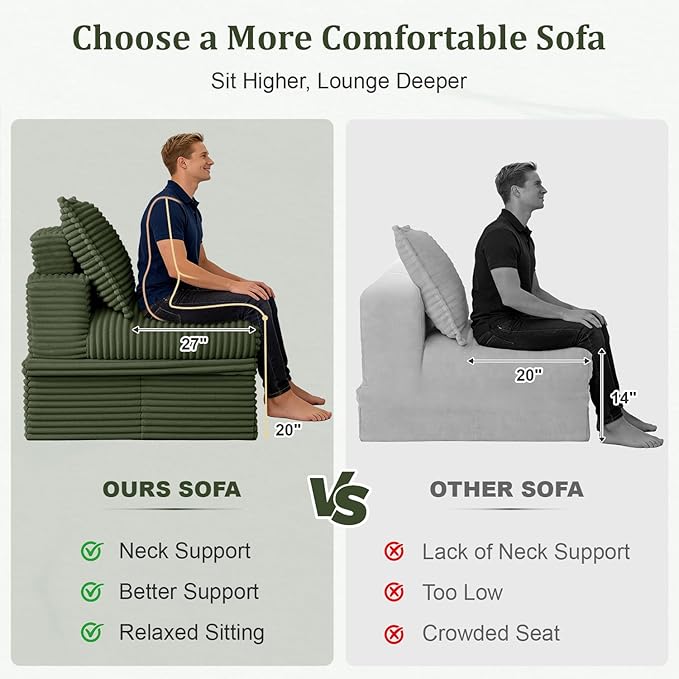 Upgrade Boneless Couch with Storage, Extra Deep&High Seat Modular Sectional - Image 6