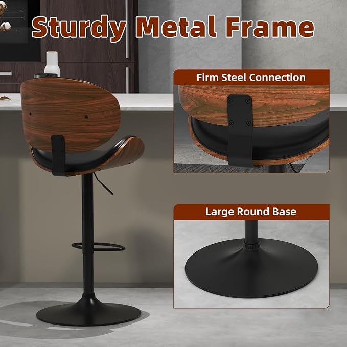 civama Bar Stools Set of 6 for Kitchen Counter, Adjustable Bar Height Chairs - Image 6