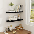 Fun Memories Deep Black Floating Shelf, 22.5" W x 6.5" D Rustic Wood Wall Shelf - Image 7