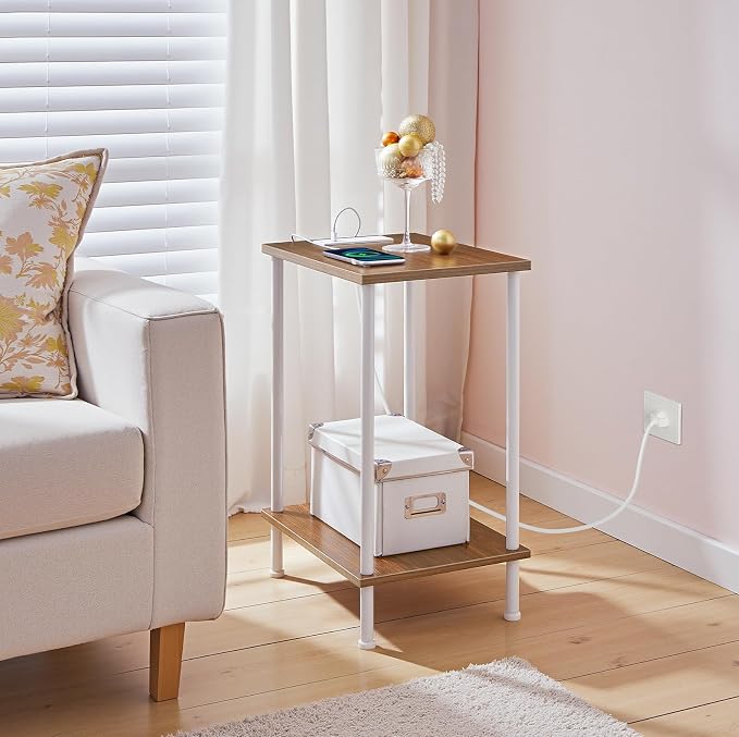 HOOBRO Side Table with Charging Station, End Table with USB Port and Outlets - Image 2